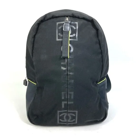 CHANEL Sports line logo zip up Backpack Nylon Black x neon yellow 01fc6e5640a5df050eaf5558a78fea  main image 4